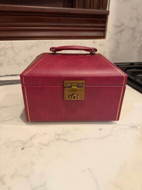 Pottery Barn Burgundy Jewelry Box with Gold Hardware